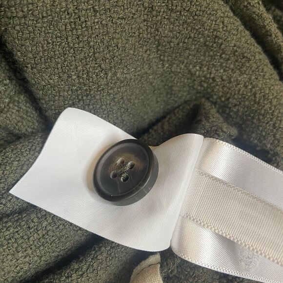 Madewell Top Size L Jacquard Square Neck Puff Sleeve Blouse Green NA409 Buttons - Picture 2 of 11